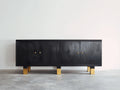 Dielenschränke aus Holzwerkstoff 180x40x76 cm - Schwarz-Gold - Holzoptik mit 4 Türen