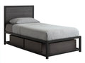 Einzelbett Metallrahmen Holzoptik 200x90x110 cm - Dunkelbraun und Schwarz - modernes Stauraumbett