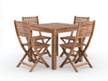 Garten Essgarnituren aus Holz 90 x 90 x 75 cm - Braun - 5-teilig mit 4 Klappstühlen - rustikales Design für Terrasse und Garten