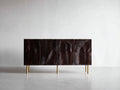 Dielenschränke Holzoptik 160x40x75 cm - Dunkelbraun und Gold - moderner Stauraumschrank