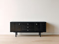 Dielenschränke aus Holzwerkstoff 160 x 42 x 76 cm - Schwarz - 2 Türen und 3 Schubladen - Holzoptik für den Flur