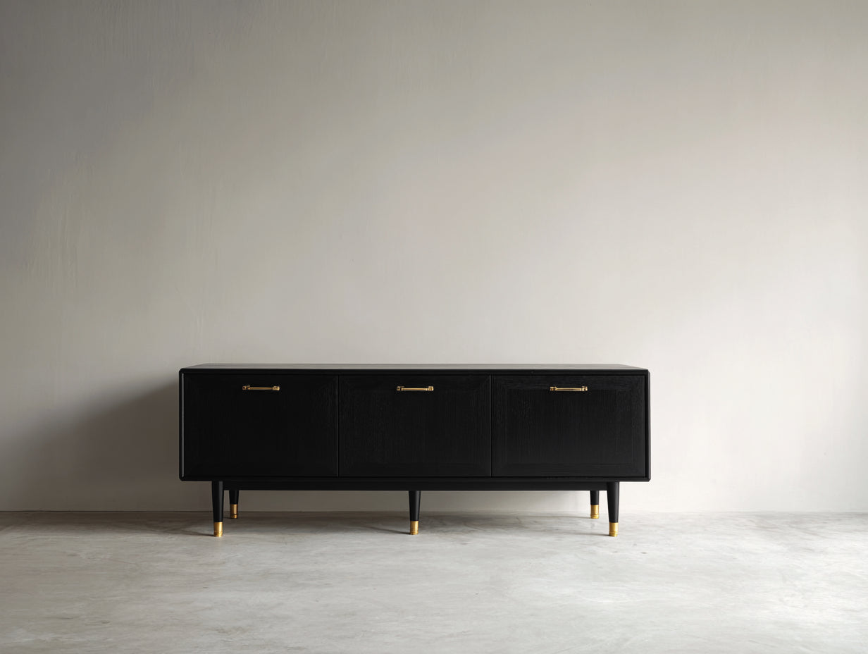 Dielenschränke Holzoptik 170x40x75 cm - Schwarz und Gold - moderner Stauraumschrank