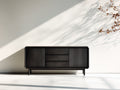 Dielenschränke Holzoptik 160x40x72 cm - Schwarzbraun und Schwarz - moderner Stauraumschrank