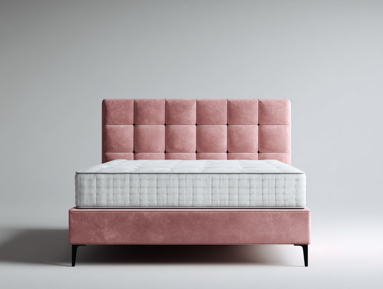 Doppelbett Polsterbett 200x180x110 cm - Rosa Weiß und Schwarz - modernes Design mit gepolstertem Kopfteil