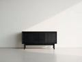Dielenschränke aus Holzwerkstoff 140 x 40 x 78 cm - Schwarz - 2 Türen und 3 Schubladen - modernes Holzdekor für den Flur