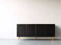 Dielenschränke aus Holzwerkstoff 180x40x85 cm - Schwarz - 4 Türen mit Reliefdekor