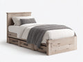 Einzelbett aus Holzwerkstoff 205x105x110 cm - Hellbraun - Landhausstil mit 3 Schubladen