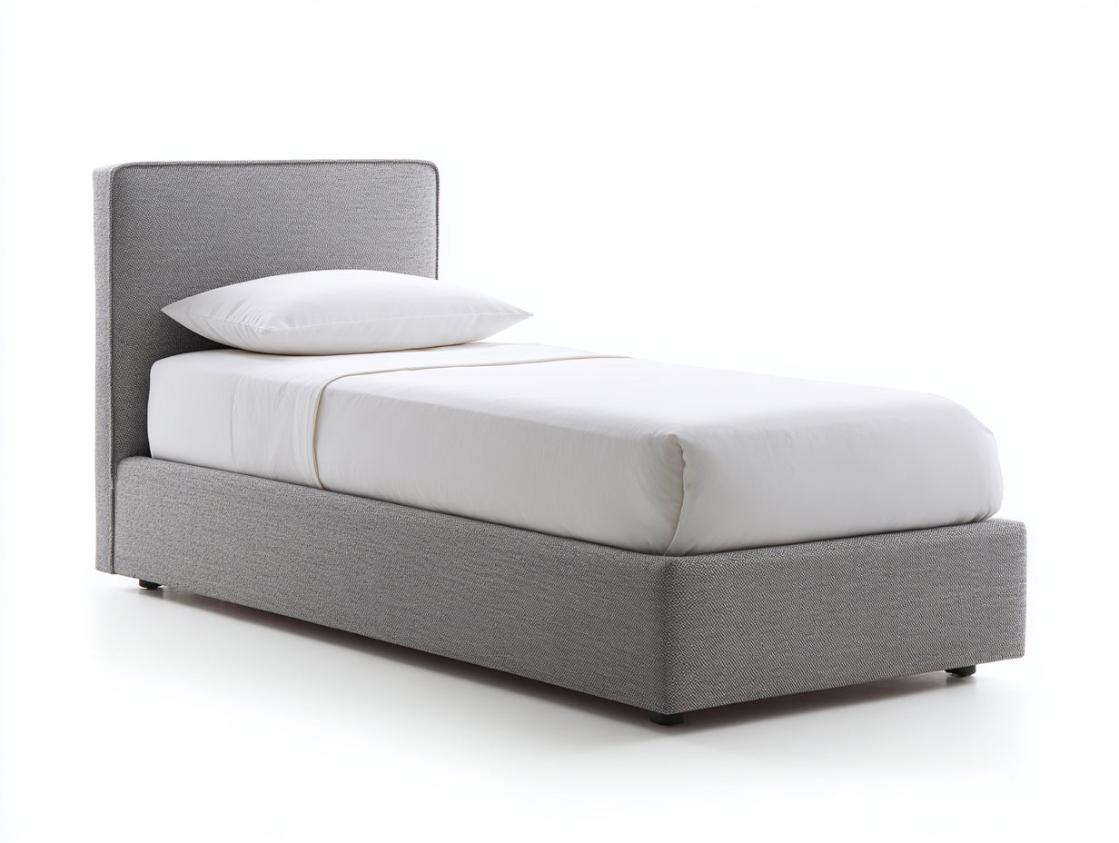 Einzelbett Polsterbett 200x90x100 cm - Grau und Schwarz - modernes Design mit Stoffbezug