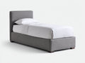 Einzelbett mit Stoffbezug 205x105x110 cm - Grau-Dunkelbraun - Gepolstertes Kopfteil