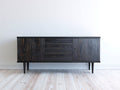 Dielenschränke Holzoptik 180x40x80 cm - Schwarzbraun und Gold - moderner Stauraumschrank