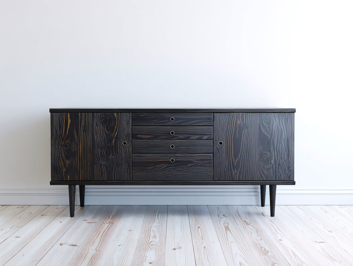 Dielenschränke Holzoptik 180x40x80 cm - Schwarzbraun und Gold - moderner Stauraumschrank
