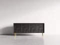 Dielenschränke Holzwerkstoff 180x40x75 cm - Dunkelbraun-Gold - Moderner Flurschrank mit 4 Türen