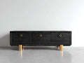 Dielenschränke Holzwerkstoff 150x40x62 cm - Schwarz-Gold - Moderner Flurschrank mit 3 Türen