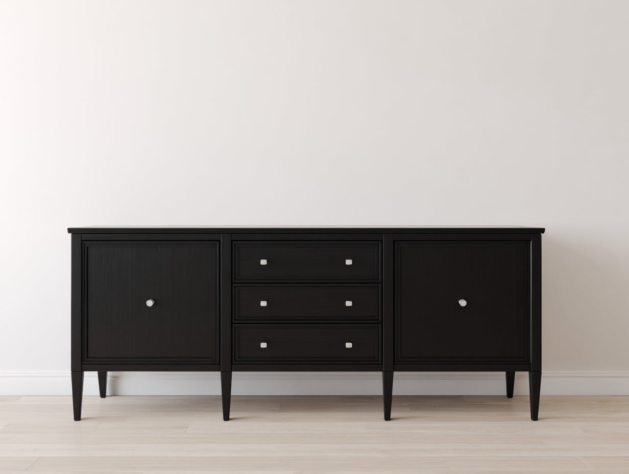 Dielenschränke aus Holzwerkstoff 160 x 40 x 80 cm - Schwarz - 2 Türen und 3 Schubladen - klassisches Design für den Flur